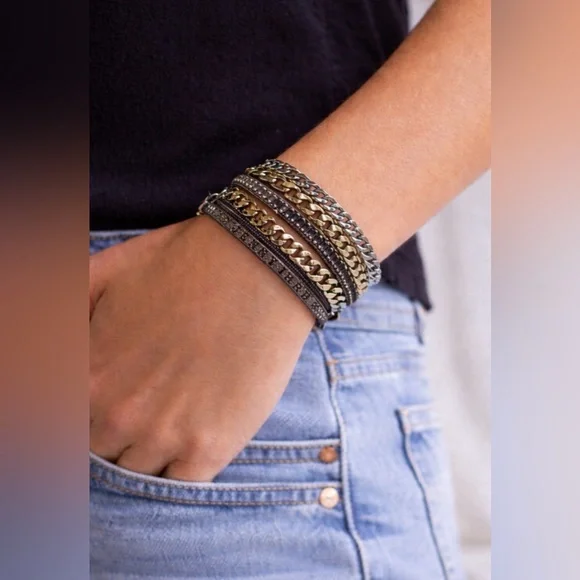 NWOT Jenny Bird boho moto bracelet, layered, chain, 5 strands
