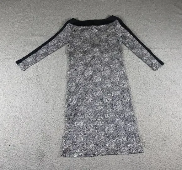 Tory Burch Dress Xs Blue White Silk Micro Dot Speckled Black Pipping Zip Sheath
