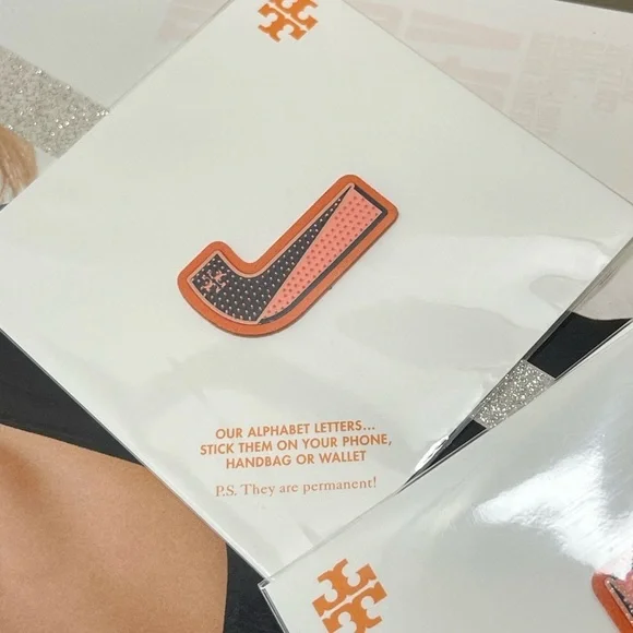 (new+tag) Tory Burch alphabet letter “J” stick them on phone, handbag or…
