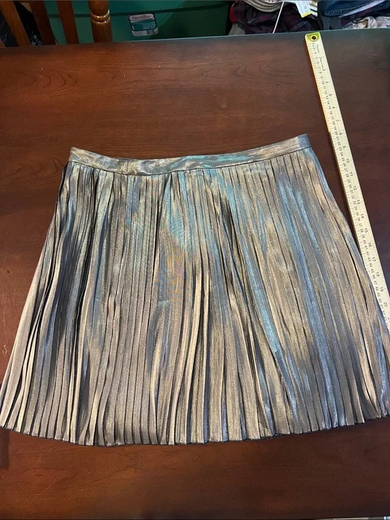 Metallic Pleated Women’s Skirt – Shimmery Silver gold