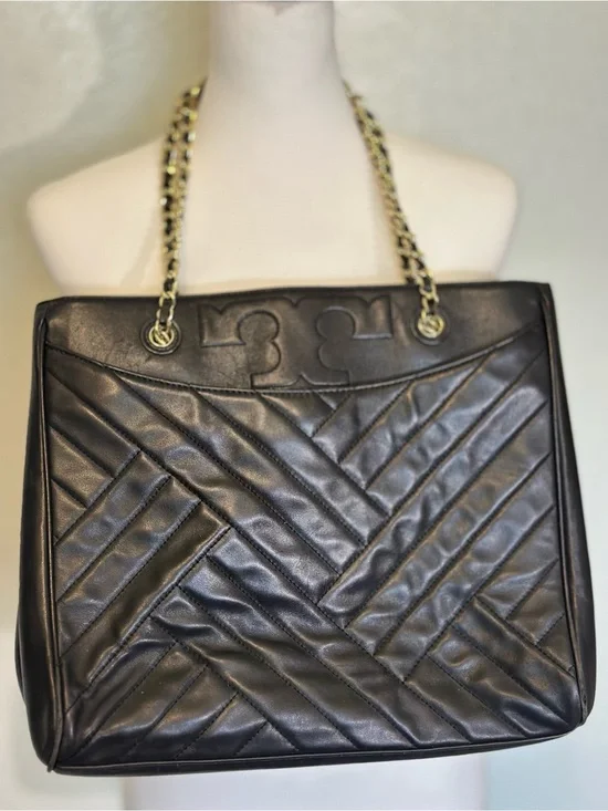 Tory Burch Black Quilted Leather Chain-Handle Shoulder Bag