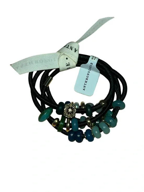 Anthropologie Mixed Beaded Hair Ties, featuring blue and green glass beads