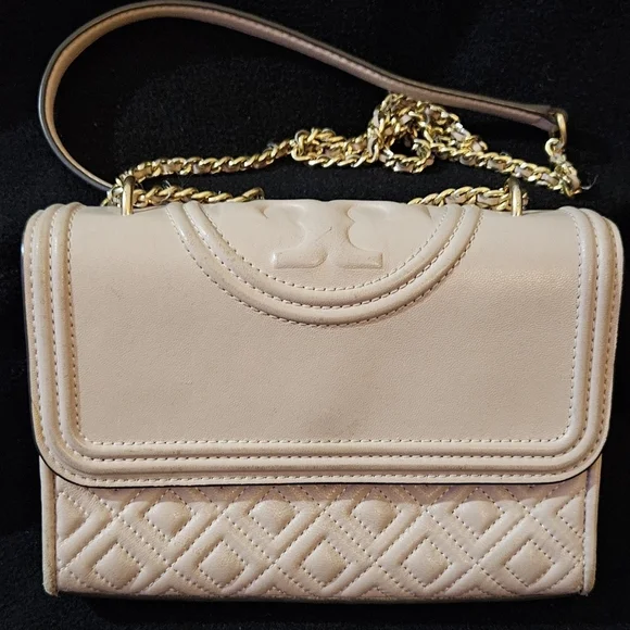 Tory Burch Elegant Fleming Blush Pink Quilted Shoulder Bag