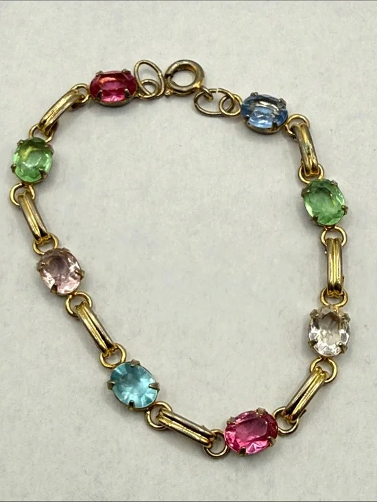 Vintage link Multicolor Crystal Link Bracelet catamore style very pretty
