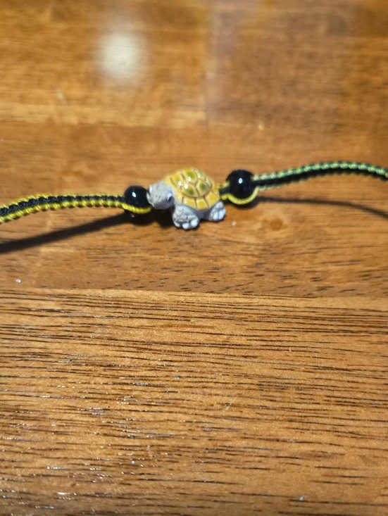 Handmade Turtle Charm Bracelet in Yellow and Black