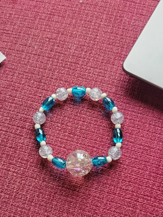 Crystal & Teal Beaded Stretch Bracelet - Women's Jewelry