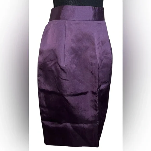 Tory Burch Purple Satin A-Line Skirt