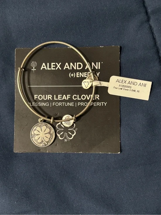 Alex and Ani Silver Four-Leaf Clover Charm Bracelet
