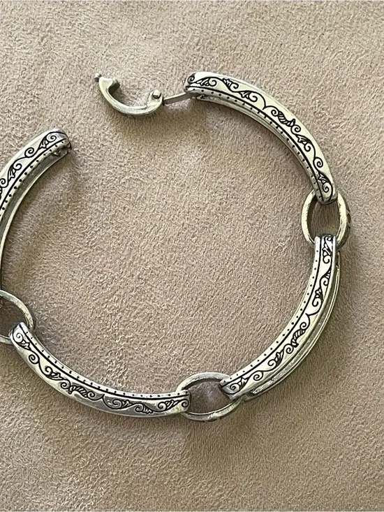 Brighton Silver Engraved Link Bracelet Western Boho Southwestern RETIRED