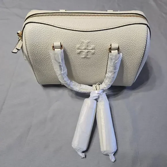 Tory Burch Thea Mini Satchel New Ivory Pebbled Leather Crossbody Bag