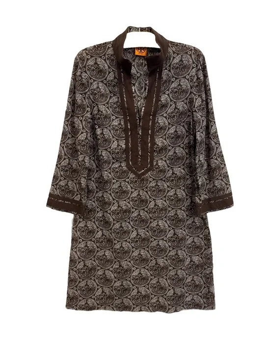 Tory Burch Shift Dress Brown White Vintage