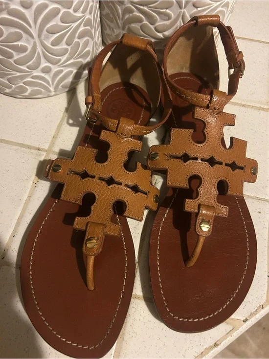 Tory Burch Brown Leather Phoebe Gladiator Sandals