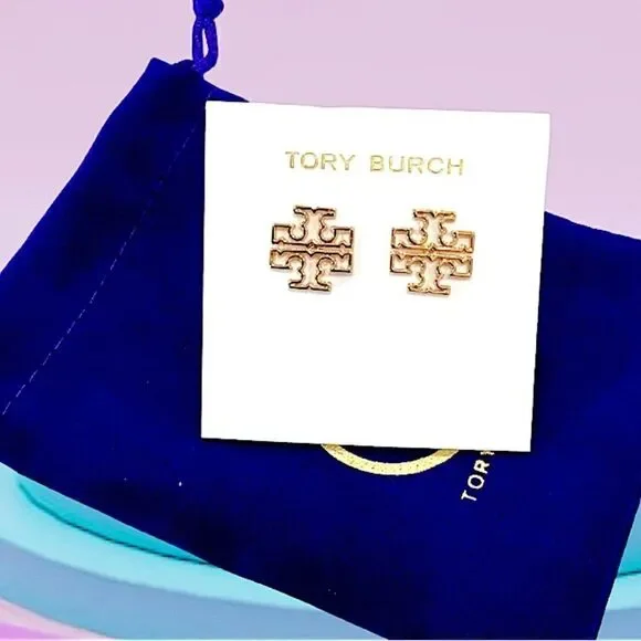 TORY BURCH MILLER 18K GOLD STUD EARRINGS