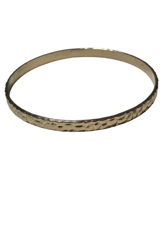 Retro Textured Bangle Bracelet Gold Tone 80s 90s Minimalist Fashion Jewelry