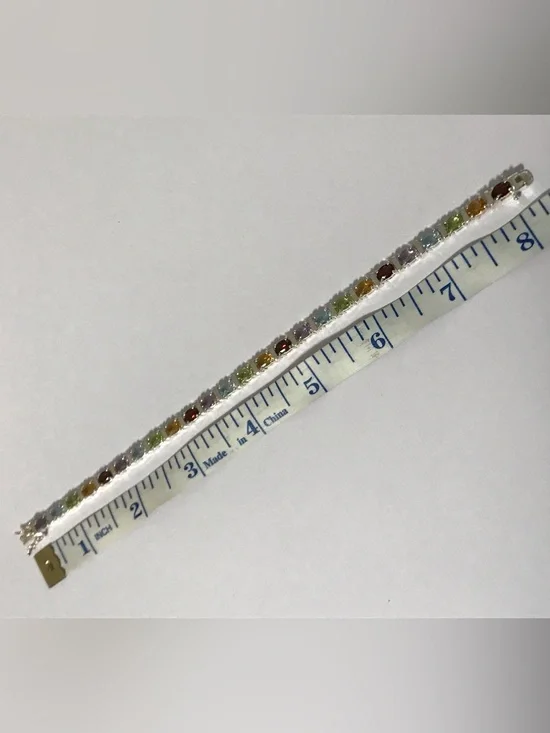 8” Sterling Silver Oval Rainbow Bracelet