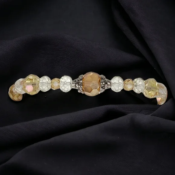 Chunky Shimmering Glass Beaded Stretch Bracelet Bling Luxe Glam Old Hollywood