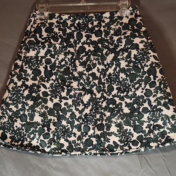 Tory Burch Dark Green and White Patterned Mini Skirt