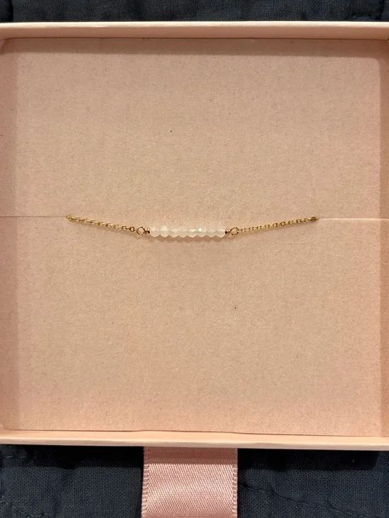 Luckeeluv Studio 14K Gold Filled Moonstone Beaded Bracelet Brand New