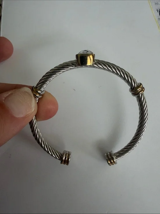 Trendy boutique Silver and Gold Twisted Cable Cuff Bracelet