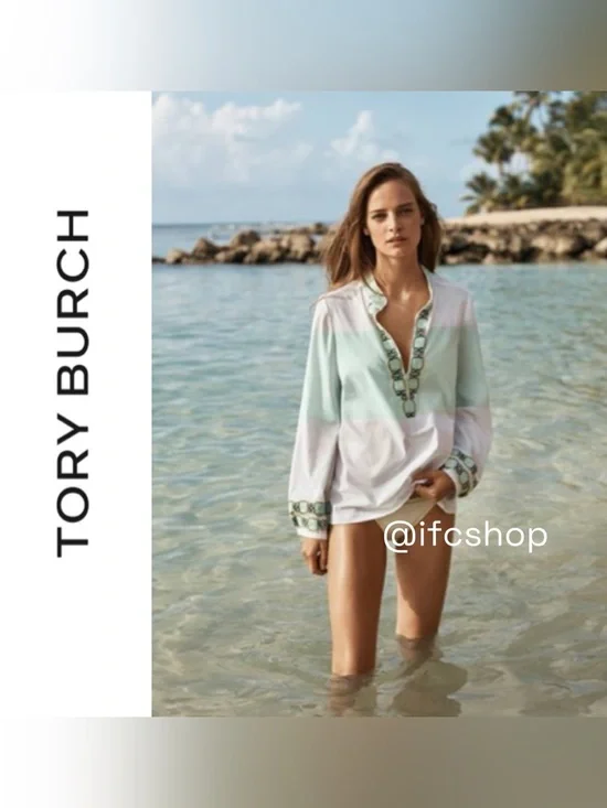 Tory Burch Sylvia Isla Collins Stripe Embroidered Tunic 4