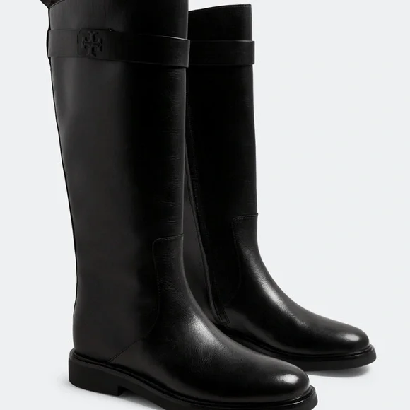 Tory Burch Black Leather Over-the-Knee Riding Boots