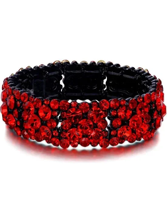Elegant Round Austrian Crystal Bridal Stretch Bracelet - Women's Fashion Jewelry