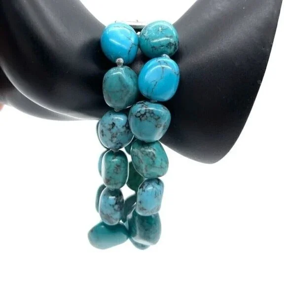Turquoise Bracelets with Silvertone chain/clasp