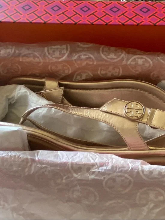 Tory Burch Rose Gold Minnie Sandals