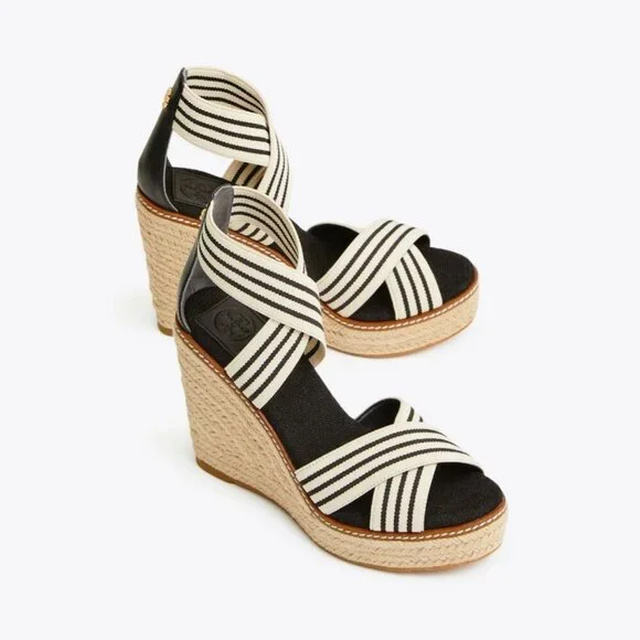 Tory Burch Women's Frieda Platform Wedge Espadrille Sandals Size 8.5M