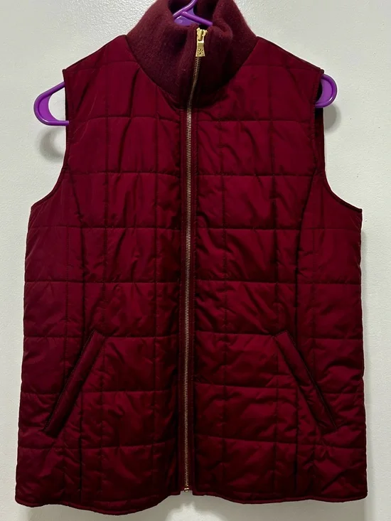 Tory Burch Maroon Quilted‎ Puffer Vest