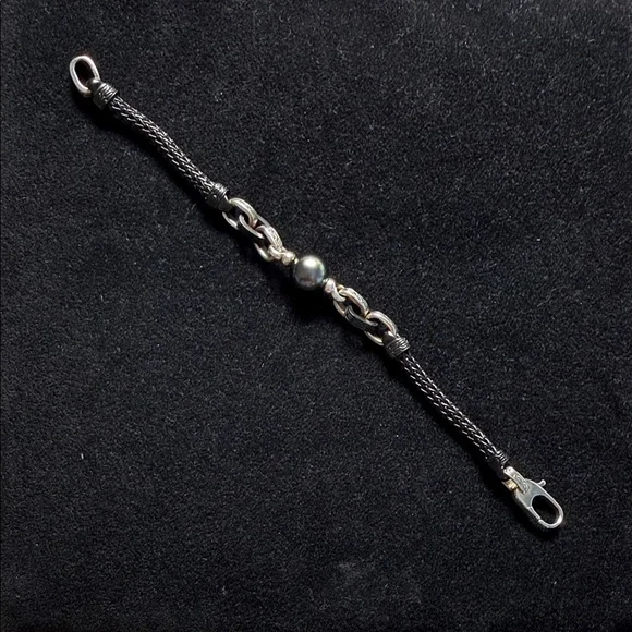 John Hardy Black and Sterling Silver Accent Bracelet