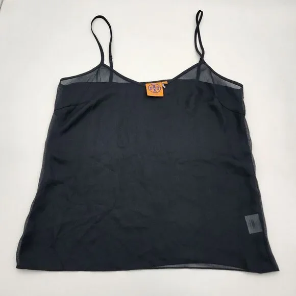 Tory Burch Womens Black Sheer Spaghetti Strap Camisole Tank Top‎ Size 4