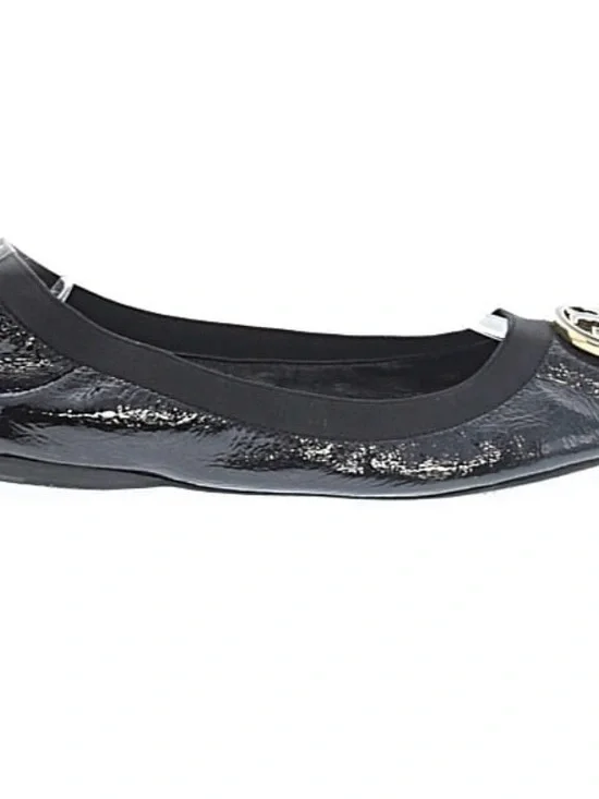 Tory Burch Black Patent Logo Round-Toe Ballet Flat