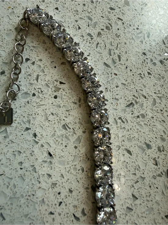 Park Lane Silver Crystal Tennis Bracelet with Clear Stones