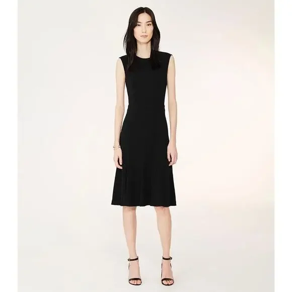 Tory Burch Womens Aubrey Dress Sze XS Black Pleated Trumpet Skirt Sleeveless NWT