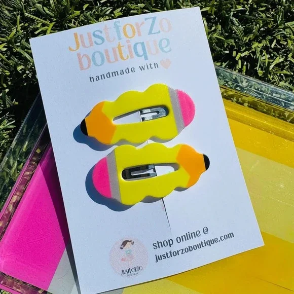 Pencil Back to School Hair Clips. Pencil, Bright.