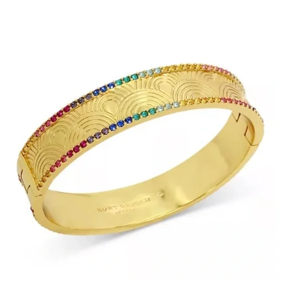 Kurt Geiger Gold Bangle with Multicolor Crystal Accents