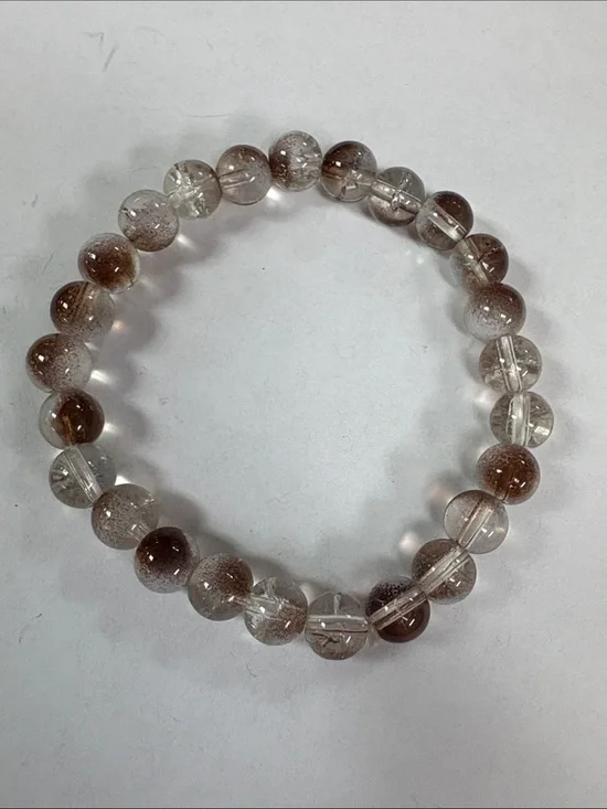 Clear and Brown Beaded Stretch Bracelet - Women Jewelry