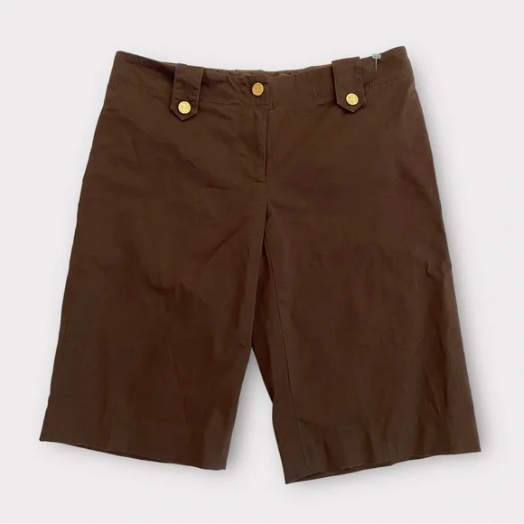 Tory Burch Women’s Shorts Size 4 Bermuda Low Rise Brown Preppy Designer Luxury