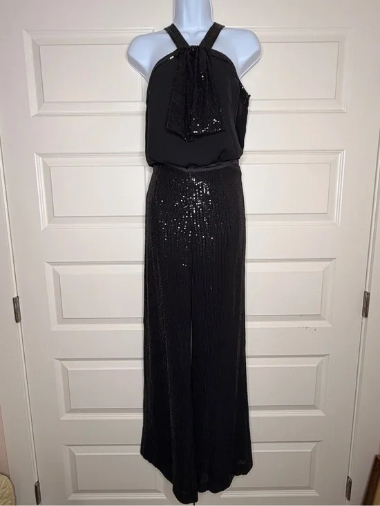 Tory Birch Black Sequin Halter Evening Pants and Blouse