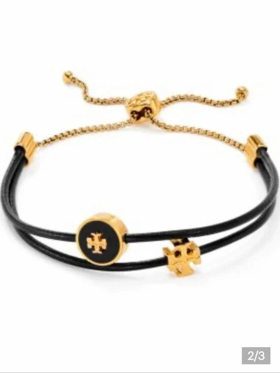 Tory Burch Authentic Kira Enamel Slider Bracelet Black  New