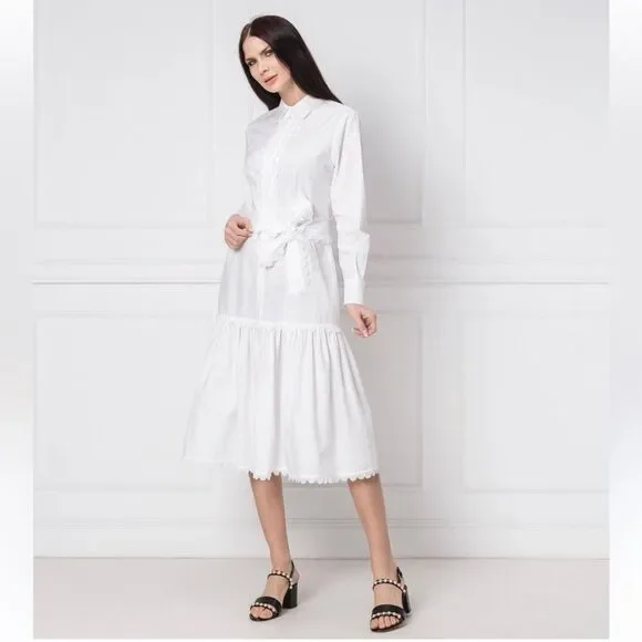 NWT Tory Burch Scalloped Cotton Shirt Dress