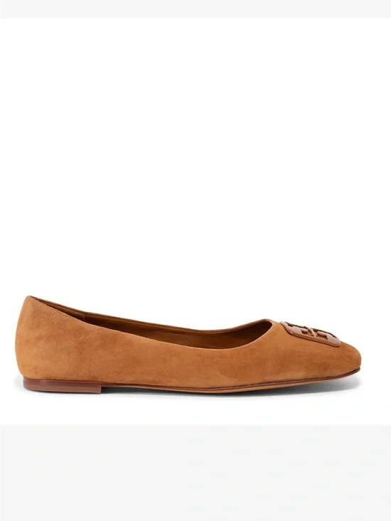 Tory Burch Chestnut Suede Georgia Square-Toe Ballet Flats size 7