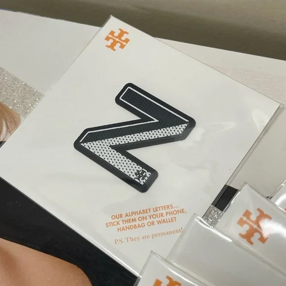 (new+tag) Tory Burch alphabet letter “Z” or “N” stick them on phone, handbag or…