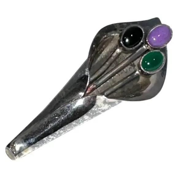 Vintage Sterling Silver Gemstone Calla‎ Lily Boutonniere Pin TG-205 925 Mexico