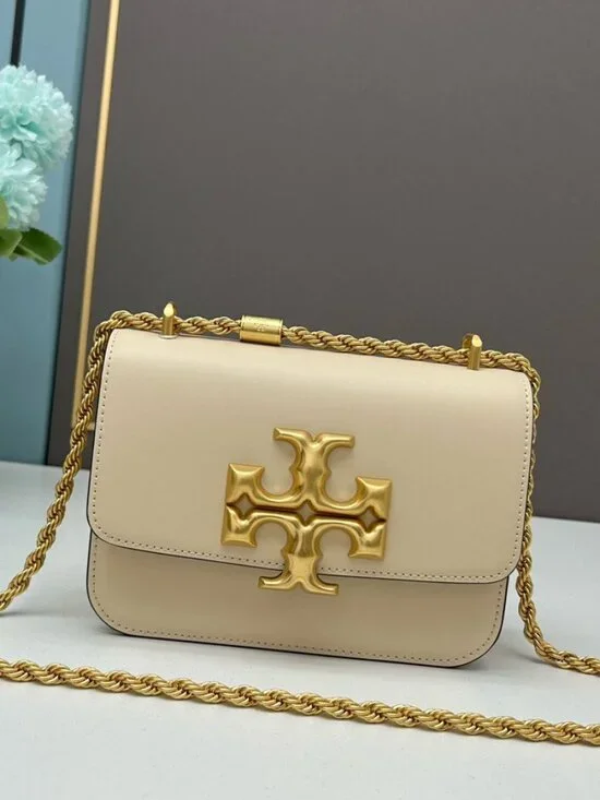 Tory Burch Eleanor Cream Smooth Leather Chain Crossbody Bag