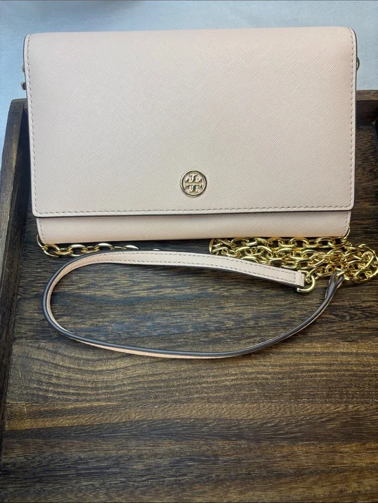 Tory Burch Blush Pink Saffiano Leather Chain Crossbody