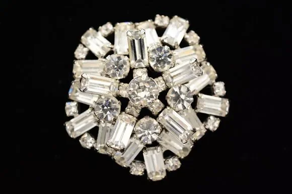 Kramer Vintage Crystal Pin Brooch Baguette Rhinestone Sparkling NY Signed BinAP