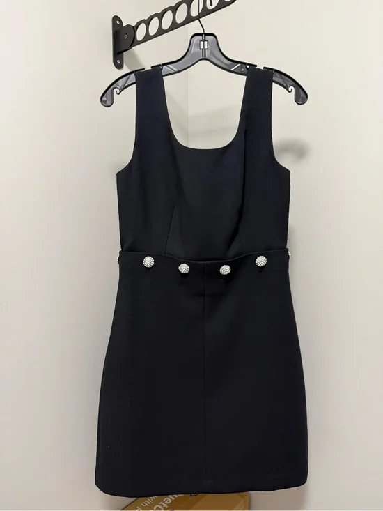 Tory Burch Black Jewel-Button Mini Shift Dress