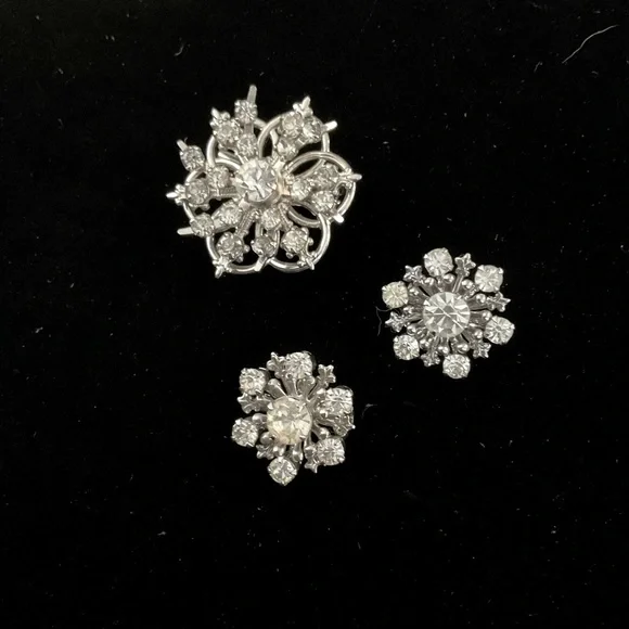 VINTAGE RETRO RHINESTONE BROOCH‎  TRIO